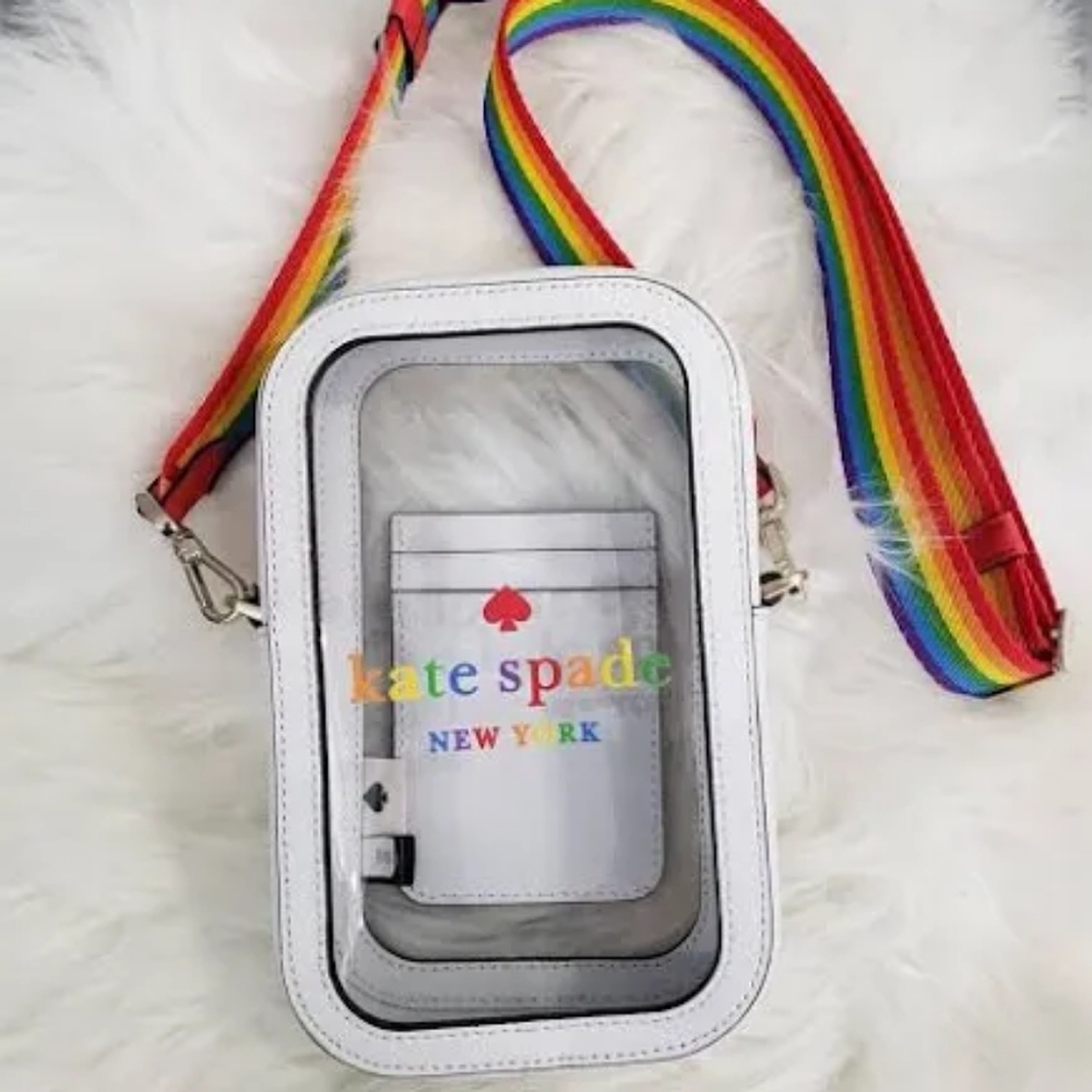 NWOT Kate Spade crossbody RARE rainbow leather phone bag with coin purse ❤️